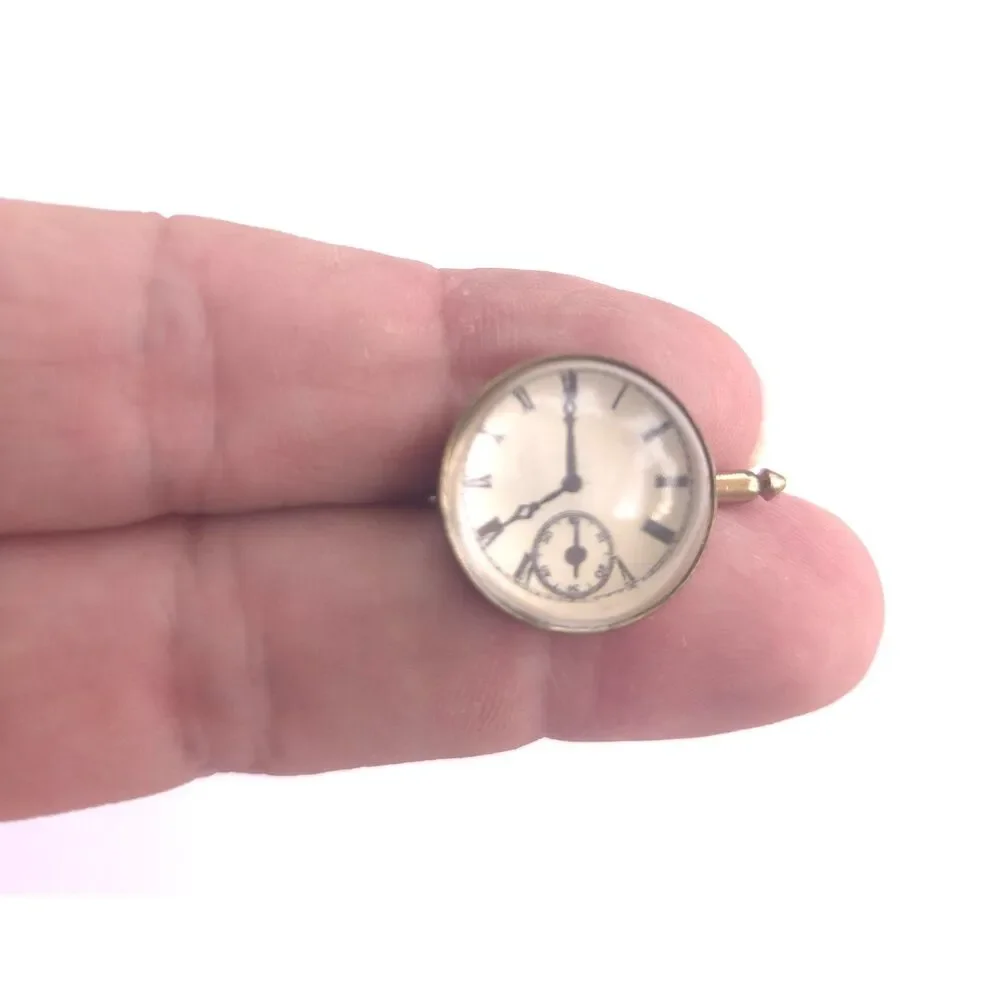 Vintage Watch Face Cuff Links Gold Tone Novelty Clock Cufflink Pair